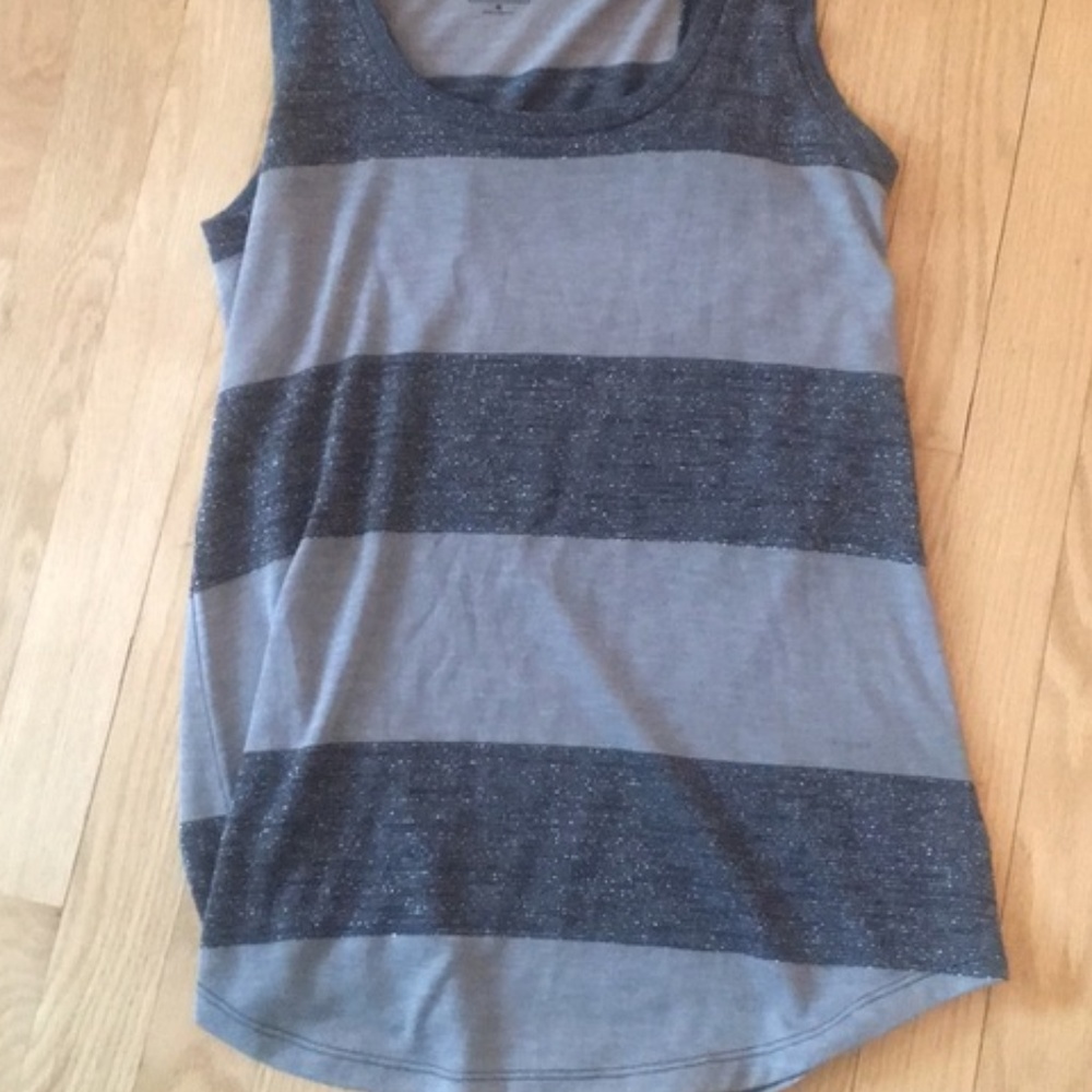 Converse Gray Striped Sparkle Tank Top Size S EUC